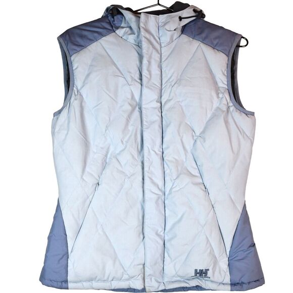 Helly Hansen Vest Women’s M Sky Blue Down Puffer Duck Down Feather Jacket Coat - Picture 1 of 13
